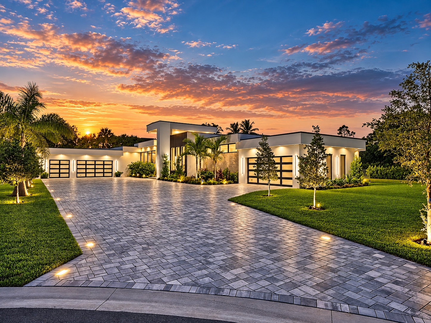 Front exterior of Valencia Court at dusk