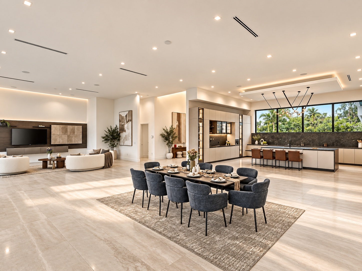 Open plan dining and kitchen